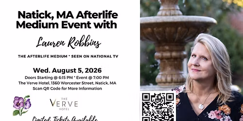 Natick, MA - Spirit & Afterlife Medium Event with Lauren Robbins, Seen on TV - VIPS