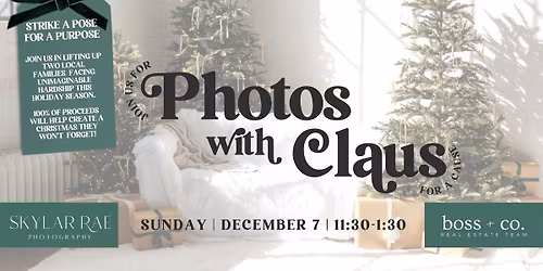 Santa & Mrs. Claus Are Coming to the Studio! Photos with Claus for a cause!