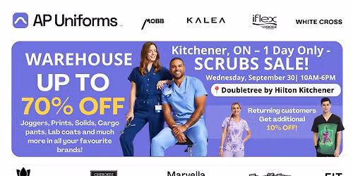 Warehouse Scrubs Sale \u2013 Kitchener, ON \u2013 1 Day Only