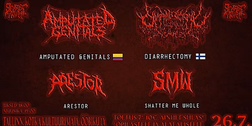 SFP Esitleb: AMPUTATED GENITALS (COL), DIARRHECTOMY (FIN), ARESTOR, SHATTER ME WHOLE