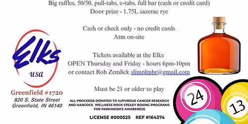 Bourbon, Bags & Bling Bingo