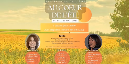Stage de chant - au coeur de l'\u00e9t\u00e9