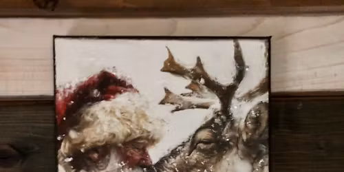 Santa and Rudolph 8\u201d x 10\u201d canvas class