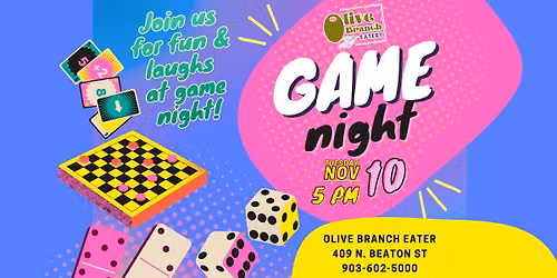 November Game Night at Olive Branch Eatery