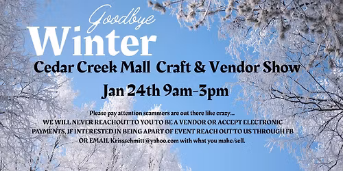 Cedar Creek Mall January 2026 Craft\/Vendor Show