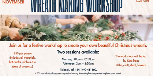 Christmas Wreath Making Workshop at Rhug Estate.