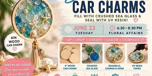 Crushed Sea Glass Car Charm:  Floral Affairs After Hours