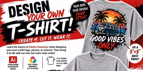 Design your own T-shirt, Fab Lab, vinyl cutter, Adobe Illustrator
