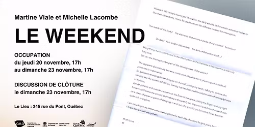 Martine Viale et Michelle Lacombe | Le Weekend