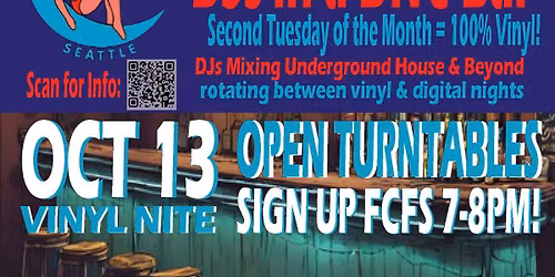 DJs in a Dive Bar! Vinyl Night! Oct 13th w\/ Open Turntables!