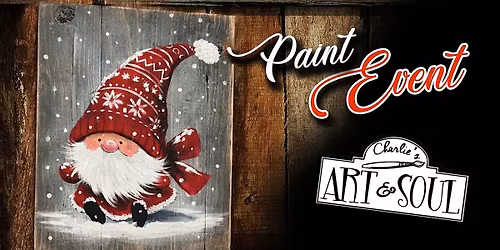 Winter Christmas Gnome on wood Paint Event