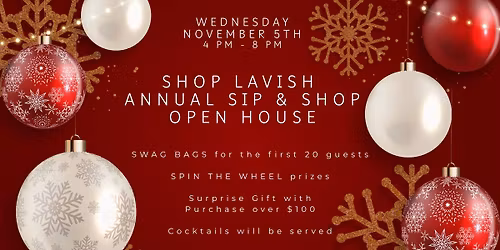 SAVE THE DATE!  Annual Holiday Sip & Shop Open House