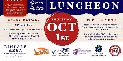 October 2026 LACC Luncheon - Spotlight on Elected Officials of Smith County