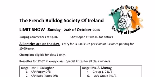 The French Bulldog Society of Ireland All Breed Limited Show