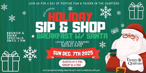 Tavern in The Quarters 2nd Annual Holiday Sip & Shop + Breakfast w\/ Santa
