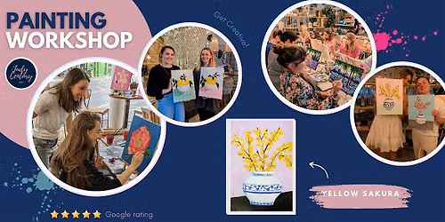Painting Workshop - 'Yellow Sakura' Sip & Paint - Hitchin, Herts