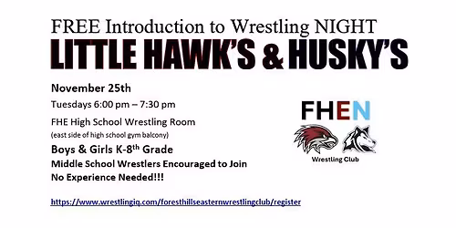 Free introduction to wrestling night November 25th.