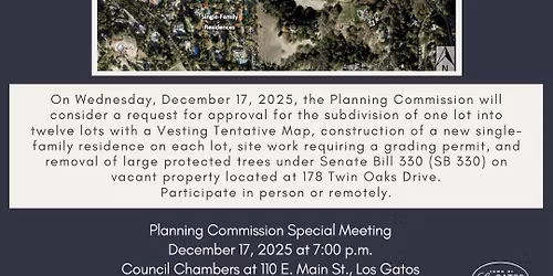 178 Twin Oaks Drive Planning Commission Special Meeting