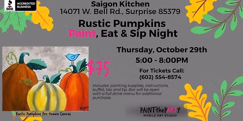 Rustic Pumpkins Paint, Eat & Sip Night