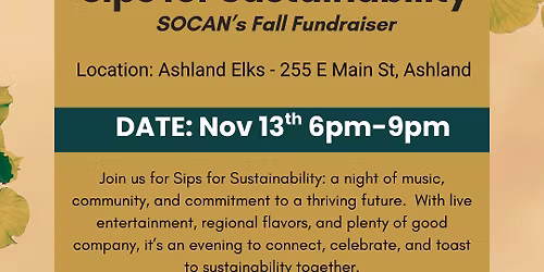 Sips for Sustainability, SOCAN's Fall Fundraiser