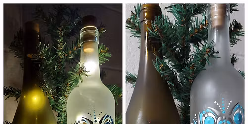 Lighted Wine Bottle - Winter or Traditional - Mandala Dot Paint Night in Catonsville