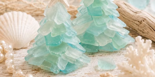 Set Of Two Mini Sea Glass Christmas Trees