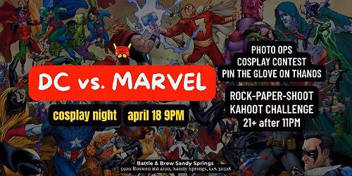 \ud83e\uddb8\u200d\u2642\ufe0f\u26a1 Cosplay Night: DC vs Marvel \u26a1\ud83e\uddb8\u200d\u2640\ufe0f