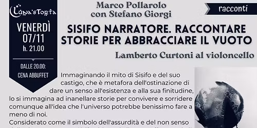 Marco Pollarolo con Stefano Giorgi in \u201cSisifo narratore. Raccontare storie bracciare il vuoto"per ab