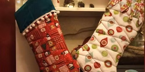 Quilted Christmas Stocking with Cabbage Rose