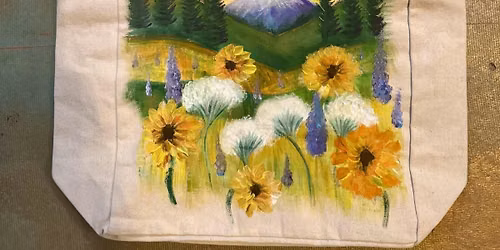 Paint your own Wildflower themed Market Tote Bag!
