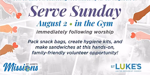 Serve Sunday at St. Luke's UMC