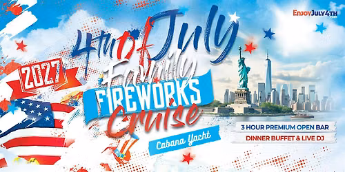 4th of July Fireworks Display Party Cruise New York City (All Ages)