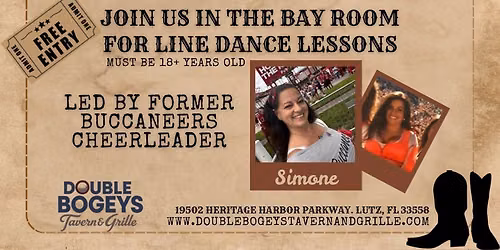 LINE DANCING with Simone from 7pm-9pm Every 1st & Every 3rd Thursday of the Month at Double Bogey's 
