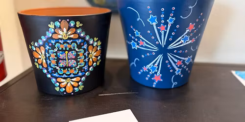 6\/6\/26 Stencil Me Crazy Boho or Patriotic Flower Pot