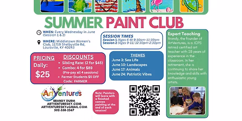 Summer Paint Club (Wednesdays in June) Women's Club in Middletown