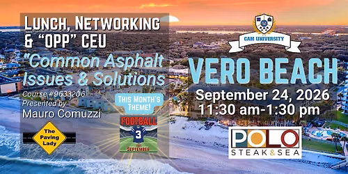 CAM U VERO BEACH Free Lunch and 1 OPP CEU at Polo Steak & Sea
