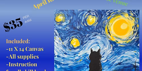 Cat in a Tree a la Van Gogh acrylic paint event