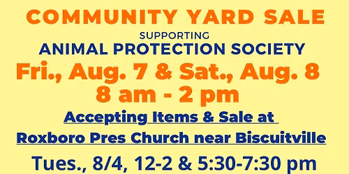 Community Yard Sale in Support of Rescue Pets & Programs