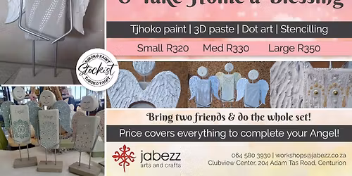 Paint a Angel, Take a Blessing Home workshop, 13 Aug, 13,19 Sep, 4,24,30 Oct, 6,22 Nov @ Jabezz