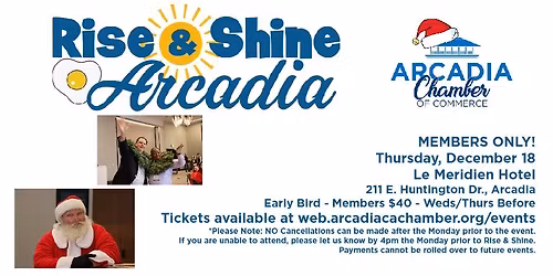 Rise & Shine Arcadia December 18 - MEMBERS ONLY!