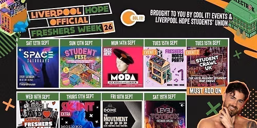 Liverpool Hope Freshers 2026 - The Official All Access Freshers Wristband brought to you by HOPE SU & COOL IT EVENTS!