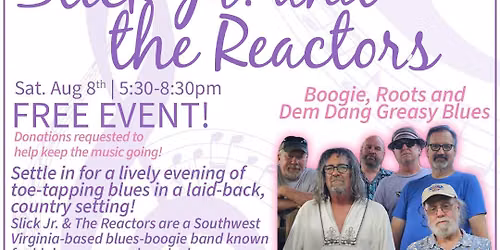 A high energy, soul-soaked blues-boogie band Slick Jr. & the Reactors