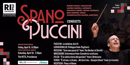 RI Phil Amica Rush Hour Concert: Spano Conducts Puccini