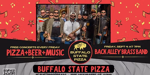 Back Alley Brass Band at Buffalo State Pizza on Friday, Sept 4 at 7PM