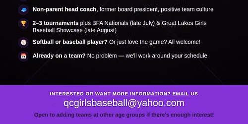 12u All Girls Baseball Looking for Players