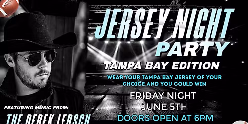 JERSEY NIGHT PARTY.. Tampa Bay Edition featuring Derek Lersch Band at Joyland