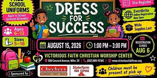 Victorious Faith "Dress for Success" Free School Uniform Giveaway 2026