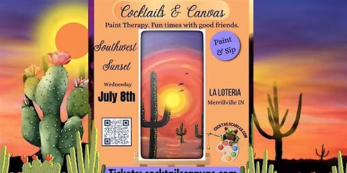 "SOUTHWEST SUNSET" Cocktails & Canvas Fun Paint & Sip Social Art Event