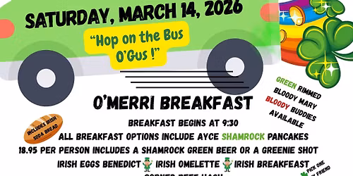 Hop on the Bus O'Gus - Crosslake Parade Shuttle and St. Pat's Breakfast