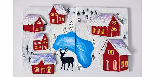 Parent and Child Mixed-Media Collage on Canvas, Winter Wonders